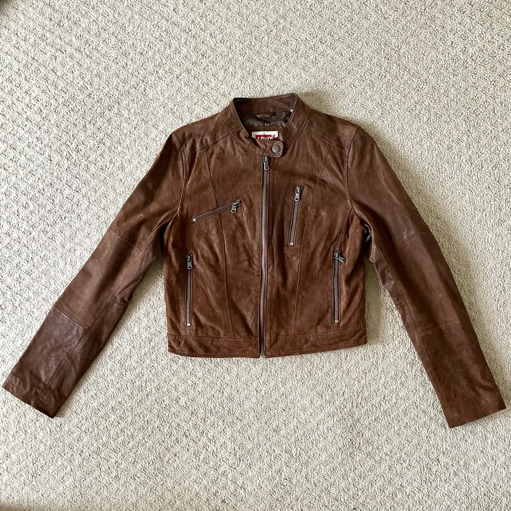 Vintage Levi’s Moto Jacket Brown Suede Leather Sz M